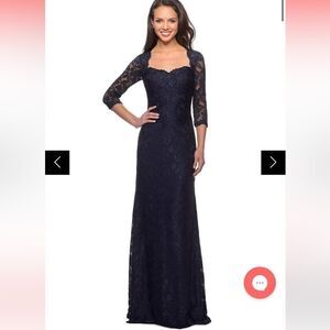La Femme Lace Dress in Navy Blue size 4 Used